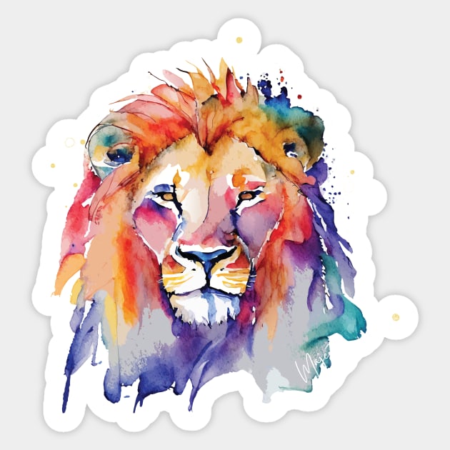 Majestic Lion Watercolor Art Print Sticker by Hazel the Aesthete